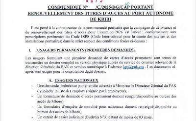 Announcement n°0075/C/2025/DG/CAP