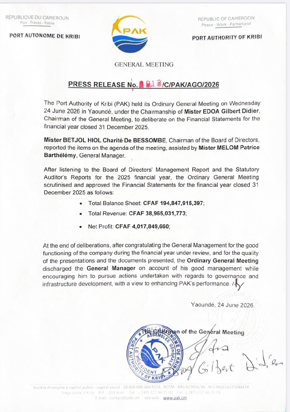 Press Release n-0013 PAK AGO 2026